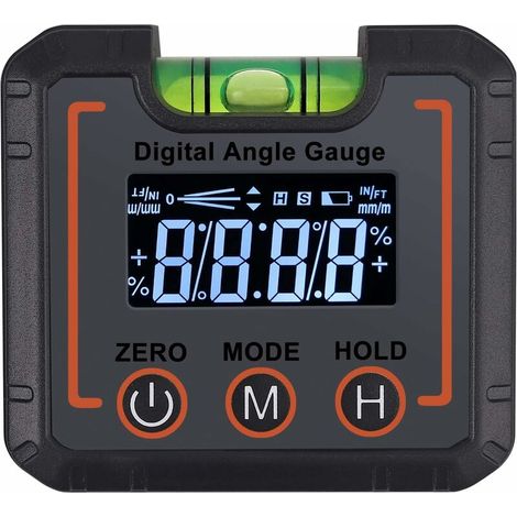 [JAMAIS UTILISÉ]Inclinomètre Numérique LCD Professionnel, avec Bulles Horizontales Haute précision, Magnétique avec Une Rainure en V, avec 2 Piles, (°degrés /% / mm/m/IN/FT)