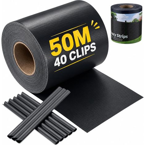 Velway Brise Vue PVC 50m - Occultant Jardin Balcon 450g/m2 + 40 Clips - Protection Vue Intimité - Gris Anthracite (1/5)