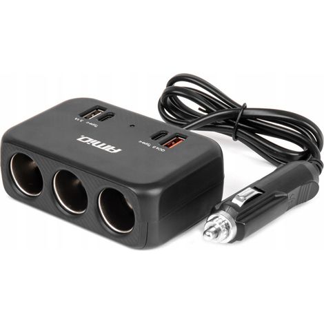 Adaptateur allume-cigare avec chargeur : 1 port USB-A, 1 port USB-C QC4.0, 12 V/24 V (1/5)