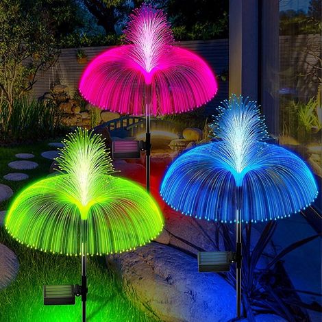 Lot de 3 7 couleurs Lampes solaires de jardin à énergie solaire en forme de fleur, étanches, décorations de cour à changeantes (1/5)