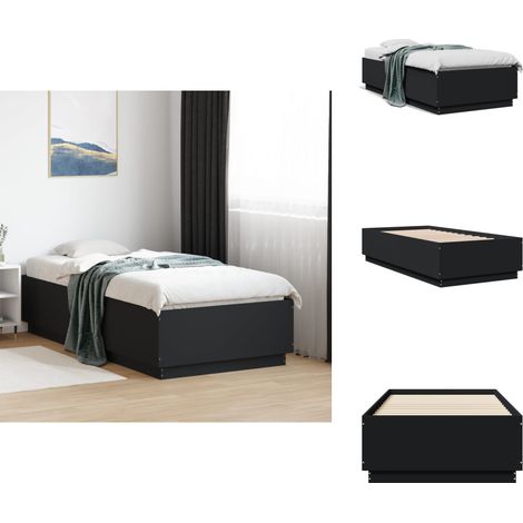 Bettgestell Schwarz 75x190 cm Holzwerkstoff - Bettes Gestell - Holzrahmen Bett - Doppelbett - Singlebetten - Schlafzimmer Möbel (1/5)