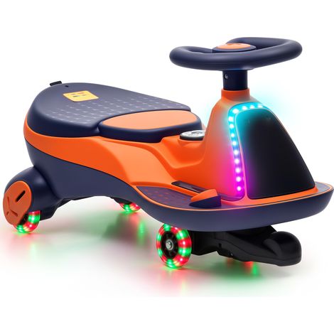 AIYAPLAY 2-In-1 12V Electric Wiggle Car with 2 Speeds, PU Wheels, Orange (1/5)
