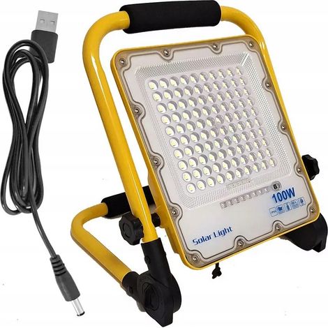 Lampe halogène LED portable 100 W 230 V + câble USB, fonctionne sur piles (1/5)