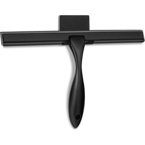 Raclette de douche multi-usages pour portes de douche, salles de bain, fenêtres et vitres de voiture - Noir, acier inoxydable