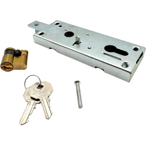 Serrure à bascule/garage avec cylindre à profil européen, poignée en foule, entraxe 60 mm - Système de sécurité anti-effraction résistant pour portes extérieures de garage (1/5)