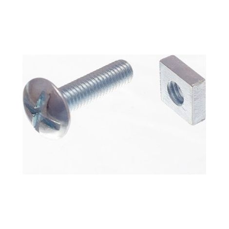 Lot de 120 boulons de toiture et écrous carrés ZP plaqué zinc M6 x 25 (1/2)
