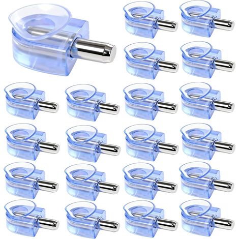 26 Pièces Support Etagere Support Etagere Verre avec Ventouse Fixation Étagère Armoire Rangement pour Meuble Placard Bibliothèque, Tige 5 mm (1/5)