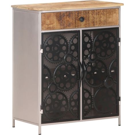 Buffet,Buffet d'appoint,Meuble de Rangement 60x35x75 cm Bois de manguier brut et fer -TZ59933 (1/5)