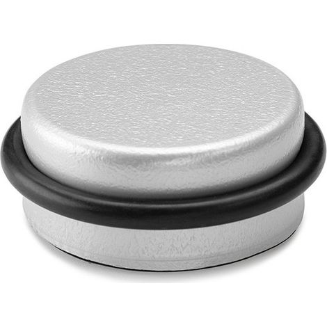 Butée de porte adhésive plastique-métal décorée chrome mat Ø4,6x1,8cm INOFIX (1/3)