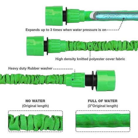 Tuyau d'arrosage extensible de 15m, tuyau arrosage flexible de 15 m avec buse de pulvérisation à 8 motifs tuyaux d'arrosage rétractable-DPZO