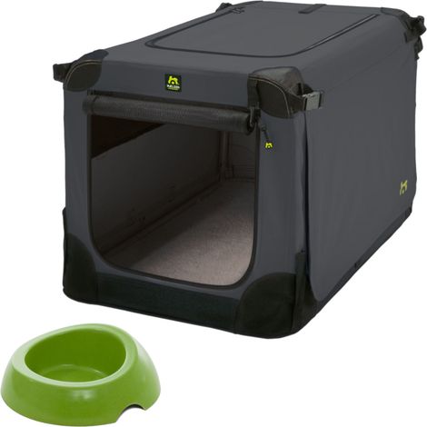 Maelson Soft Kennel anthrazit 62 cm + Biod Bowl - Transportbox und Futternapf für Hunde (1/5)