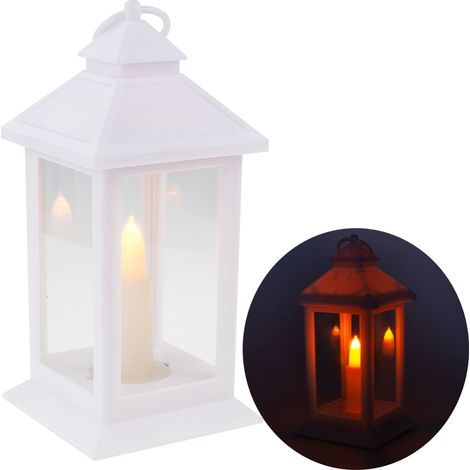 Lanterna a LED TG59656-1, luce bianca calda a batteria, imita una fiamma, con manico alto 17 cm. (1/5)