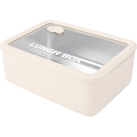 Lunchbox aus Edelstahl 304 mit Sichtfenster, ideal für Studenten und Berufstätige, mikrowellengeeignet, tragbar, Mehrfachpackung, cremefarben, große Größe