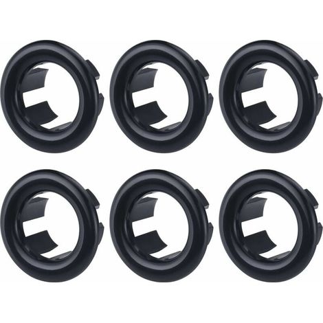 6 Pieces Black Sink Overflow Ring, Round Hole Sink Trim, Sink Overflow Ring Overflow Cover, Sink Overflow Stopper