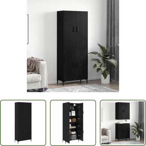 vidaXL Alacena Roble negro 69,5 x 34 x 180 cm Madera de ingeniería (1/5)