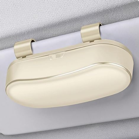 2-teiliger universeller Sonnenbrillenhalter für die Sonnenblende im Auto, universelles, kratzfestes Aufbewahrungssystem für Brillen – Beige (1/4)