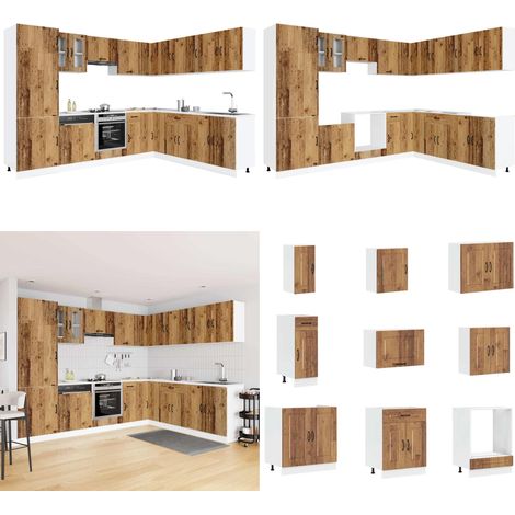vidaXL 14-tlg. Küchenschrank-Set Kalmar Altholz-Optik Holzwerkstoff (1/5)