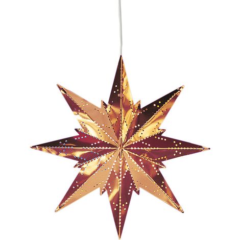 Étoile en métal Star Trading 'Mini', fonctionnement sur secteur, suspension avec motif perforé, 8 branches, ampoule E14, couleur cuivre, Ø 25 cm