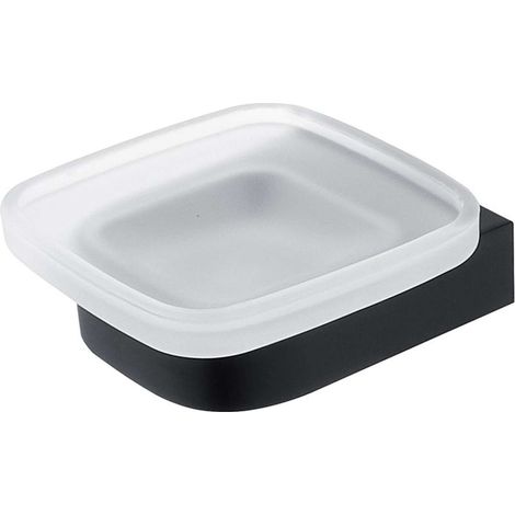 Nimco Nikau - Jabonera con soporte, cristal mate/negro mate NKC 30059C-90