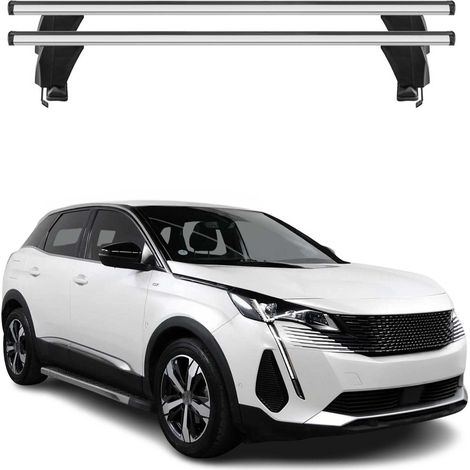 OMAC Dachträger Querträger Alu für Peugeot 3008 II 2021-2024 FL – Abschließbar – T-Nut – City-Crash-getestet – Max. 50 kg Silber (1/5)