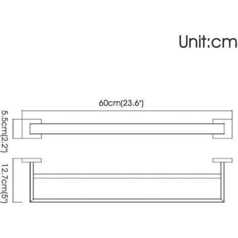 FENOPLASTICAPorte Serviette Murale Salle de Bain, Double Barre Porte-Serviettes , Chromé Miroir Poli, 60 cm (1/3)