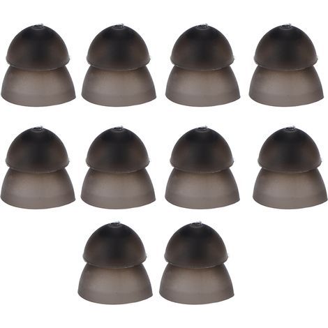 Lot de 10 embouts auditifs en silicone souple de 8 mm, double couche, fermés, lavables et antistatiques, noirs. (1/5)