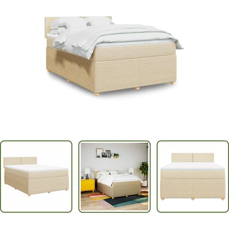 Matelas à ressorts ensachés - Sommier à lattes de lit avec matelas Crème 140x190 cm Tissu (1/5)