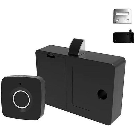Serrure biométrique à empreinte digitale noire, verrou de meuble sans clé, verrous de tiroir intelligents, verrou de porte antivol, longue autonomie en veille (1/5)