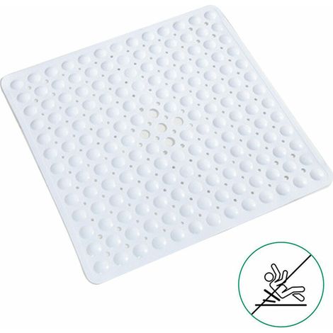 Tapis de douche carrés Tapis de bain antidérapants anti-moisissures Tapis de salle de bain lavable en machine avec ventouse, tapis de douche pour enfants en caoutchouc antibactérien avec trous de drai (1/5)