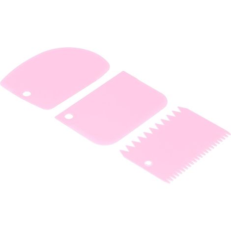 Set mit 3 Gebäckausstechern und Sahneglättern für Kuchen, rosa DIY-Backwerkzeug (1/5)