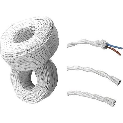 Câble Textile Torsadé 3x1.5mm Blanc Design Rétro, Sécurité Moderne - Edm