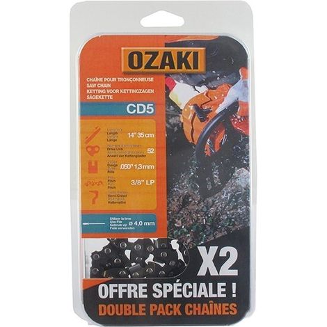 Confezione due catena motosega quadrata 3/8"LP 050 (1,3mm) 52 trascinatore