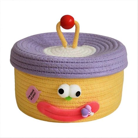 Panier de Rangement avec Couvercle pour Bureau, Corbeille Tissée en Jute pour Snacks, Boîte de Rangement Décorative pour Cuisine et Salon, Lot de 1, Marron Naturel, Style Bohème (1/5)