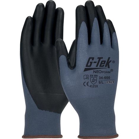 Gants tricotés en nylon bleu en jauge 15, enduction Neofoam. OEKO-TEX 34-600 - taille 9 - PIP