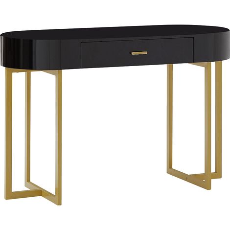 Bureau console avec 1 tiroir - MDF laqué et métal - Noir et doré - TORELI de Pascal Morabito