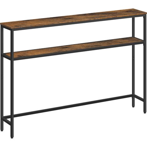 Vasagle – Console pour couloir – Table d’appoint 2 niveaux 20 x 120 x 80 cm – Panneau aggloméré marron rustique et noir d'encre – Idéale pour petits espaces