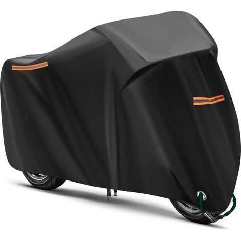 Motorradabdeckung, wasserdichte Outdoor-Motorradabdeckung aus 210T Oxford-Gewebe, Rollerabdeckung mit Verriegelungslöchern und reflektierenden Details, staub-, UV-, schnee- und regengeschützt, für Win (1/5)