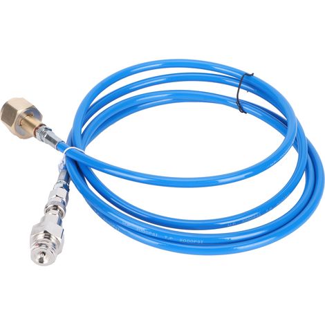 Ortviai Adaptateur de Recharge CO2 pour Sodastream – Raccord CGA320, Tuyau Bleu 254 cm en Acier Inoxydable et Laiton (1/4)