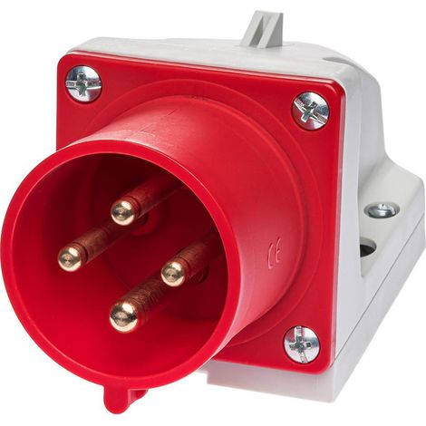 Socle de prise mâle 3P+T 32A étanche IP44 ou IP67 - Étanche IP67 ou IP44 - IP44 - Embase mâle inclinée 3P+T - 32A - 380V (1/5)