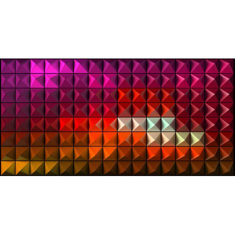 Papier peint panoramique géométrique rouge, rose & doré | Tapisserie panoramique design muticolore | Papier peint panoramique 3D chambre ado - 250 x 500 cm (5 pièces) (1/2)