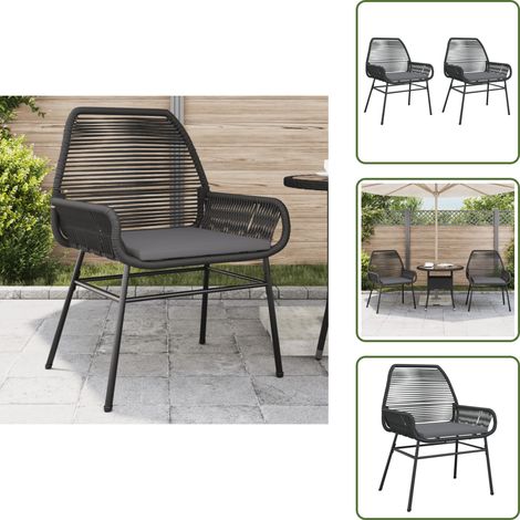 Chaises de jardin lot de 2 avec coussins noir résine tressée - Chaise De Jardin - Fauteuil De Jardin - Mobilier De Jardin - Décoration Extérieure - Résine Tressée (1/5)