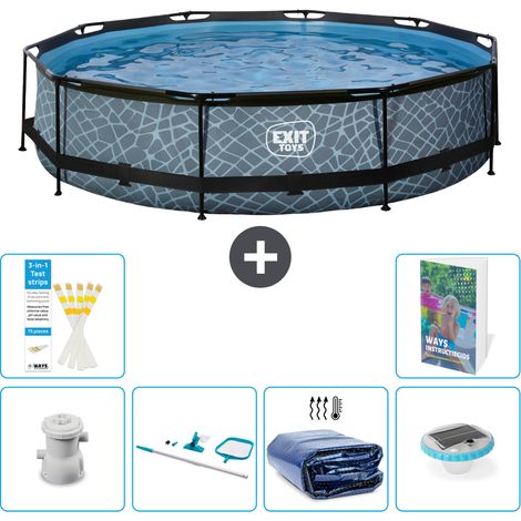 Exit Pool Rund - Steinoptik - 360x76 cm - 7-teilig S305