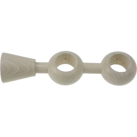 supporto regolabile per doppio bastone ø28mm con viti e tasselli - colore teak. (1/2)
