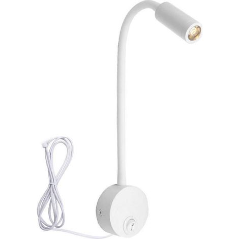 Lampe de lecture murale, applique murale avec tuyau, lampe de chevet avec interrupteur, style minimaliste (blanc, prise américaine) (1/5)