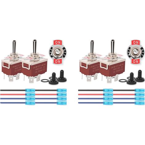 Interrupteur à Bascule à Polarité Inversée à 4 Broches, 4 Pièces, Interrupteur à Bascule Momentané 12V, 30A On Off sur DPDT, Capuchon de Démarrage Étanche à 3 Positions (1/5)