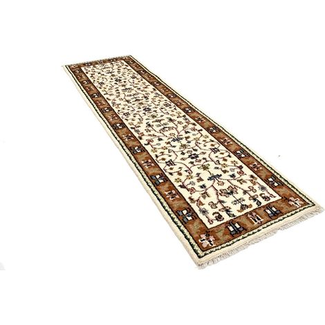 Tapis oriental Mirola  - 300x80cm, Rectangular - 100% Laine vierge - Noué main - Beige (1/5)