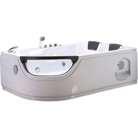 Baignoire balnéo blanche 180 x 120 cm – 8 jets chromothérapie – Confort pour 2 personnes – Panneau de contrôle intégré – Eliteshopping (1/5)