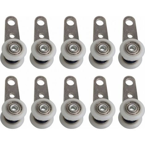 Lot de 10 roulettes pour baies vitrées ou portes coulissantes - en métal et en plastique - 4,5 x 1,9 cm