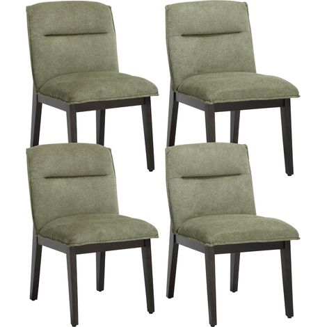 Wahson Mid-century Dining Chairs Chenille 4Pcs, Upholstered Kitchen Chairs with Wood Legs for Dining Room Kitchen Living Room, Green