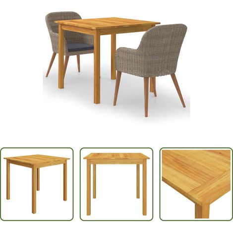vidaXL Salle à manger extérieure - Ensemble à manger de jardin 3 pcs Marron (1/5)